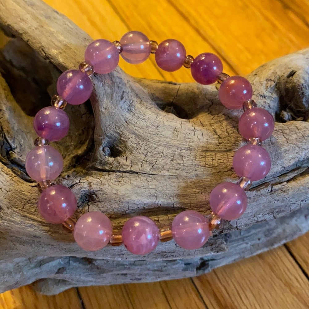 Vintage Bead Bracelet - Pale Pink, Purple